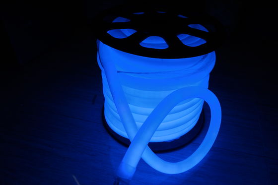 produk panas 100 leds/m biru 360 derajat bulat dipimpin neon lampu lentur 220v 25m spool