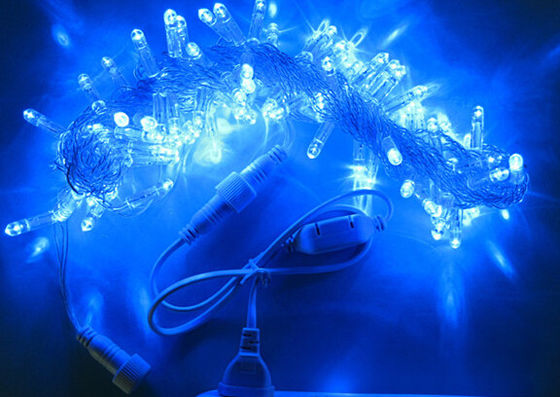 10m biru berkilauan dipimpin Natal lampu string dekoratif + controller 100 bohlam