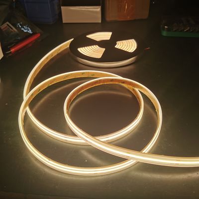 Dimmable 10mm led strip pencahayaan flex 24v dim cob led strip lampu pita 480 bohlam per meter pita