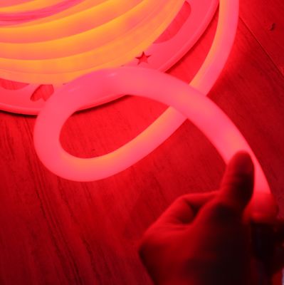 110V 220V 360 Degree Glow Fleksibel LED Bulat Tali Neon Warna merah terang