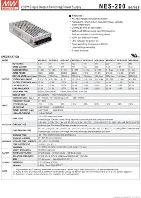 2017 baru MEAN WELL asli NES-200-12 12V 17A sementara 12V 204W Single Output Switching Power Supply