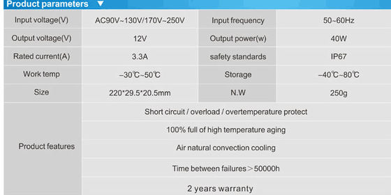 Penjual terbaik 12v 40w tahan air IP67 led power supply LED driver produsen