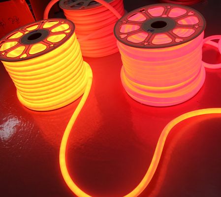 24v oranye led neon fleksibel tabung lembut 360 led neon neon fleksibel strip tahan air tali luar 2835 smd