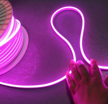 Lampu Tali Neon LED Super Fleksibel Merah Muda 5Mm Tanda Komersial Luar Ruangan/Dekorasi Rumah DC12V