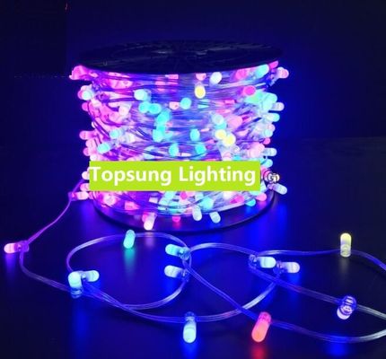 Lampu es di luar ruangan RGB Twinkle Pernikahan 666 dipimpin 100m Xmas Fairy String dalam pencahayaan liburan