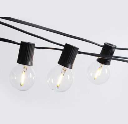 100ft G40 Outdoor Led Light String Globe Bulbs Wire Hitam Terkoneksi